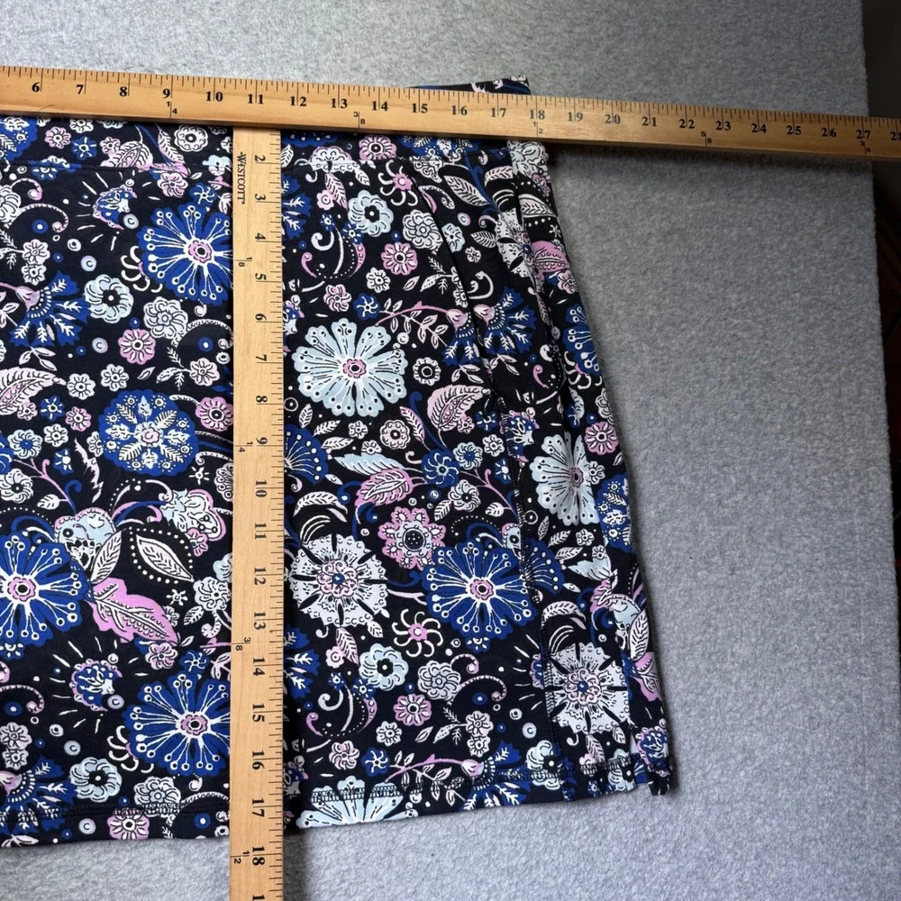Talbots Everyday Yoga Skort Women PXL Black Floral Cotton Stretch Athletic Skirt